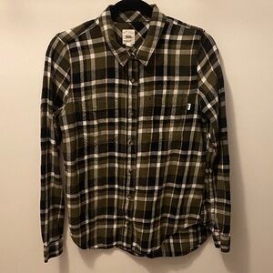 Vans Women’s Green and Black Plaid Button Down shirt
